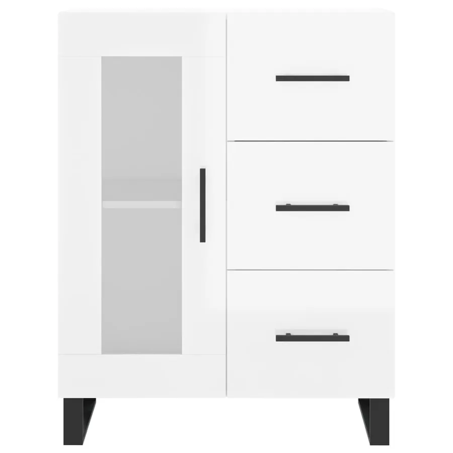 Buffet haut Blanc brillant 69,5x34x180 cm Bois d'ingénierie - 8