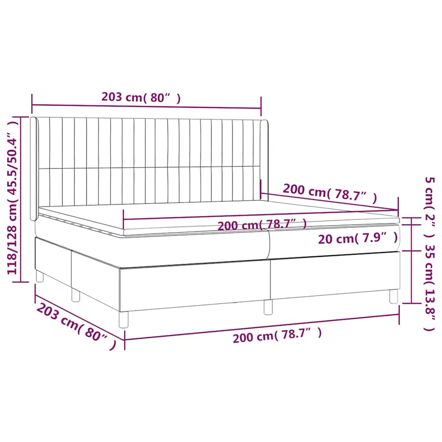Sommier à lattes de lit matelas et LED Bleu foncé 200x200 cm - 9