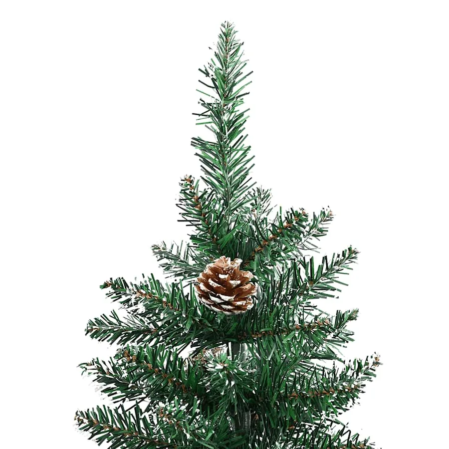 Sapin de Noël mince bois véritable et neige blanche vert 150 cm - 4