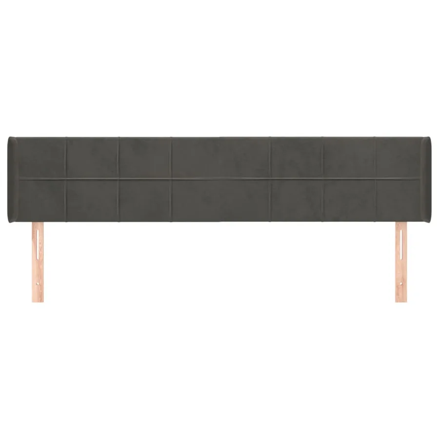Tête de lit avec oreilles Gris foncé 183x16x78/88 cm Velours - 3