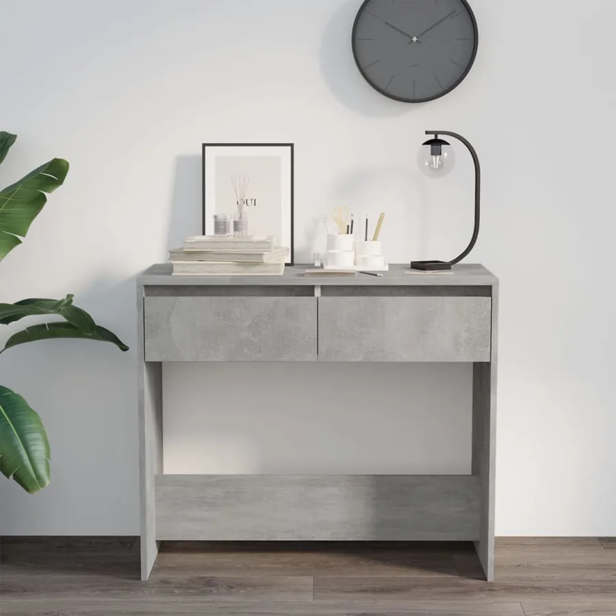 Table console gris béton 89x41x76,5 cm bois d'ingénierie - 3