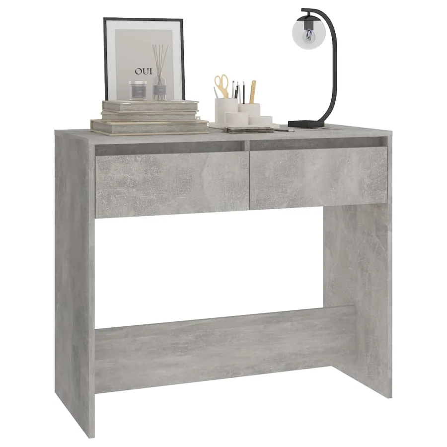 Table console gris béton 89x41x76,5 cm bois d'ingénierie - 4