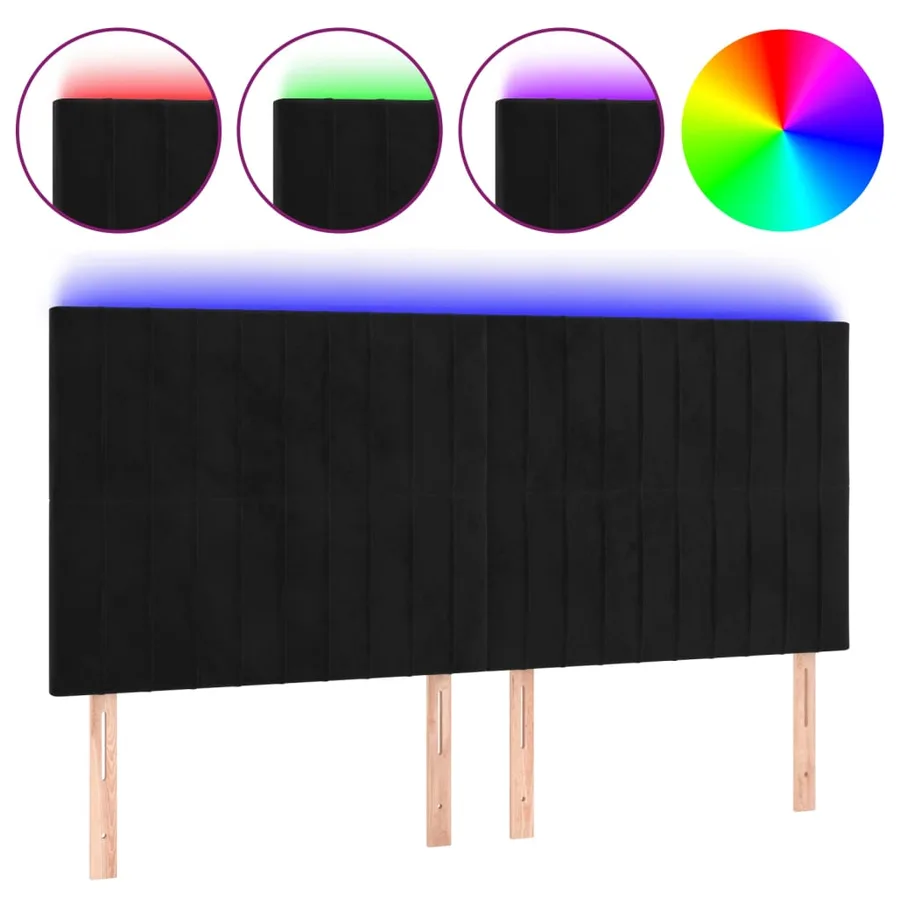 Tête de lit à LED Noir 160x5x118/128 cm Velours - 2