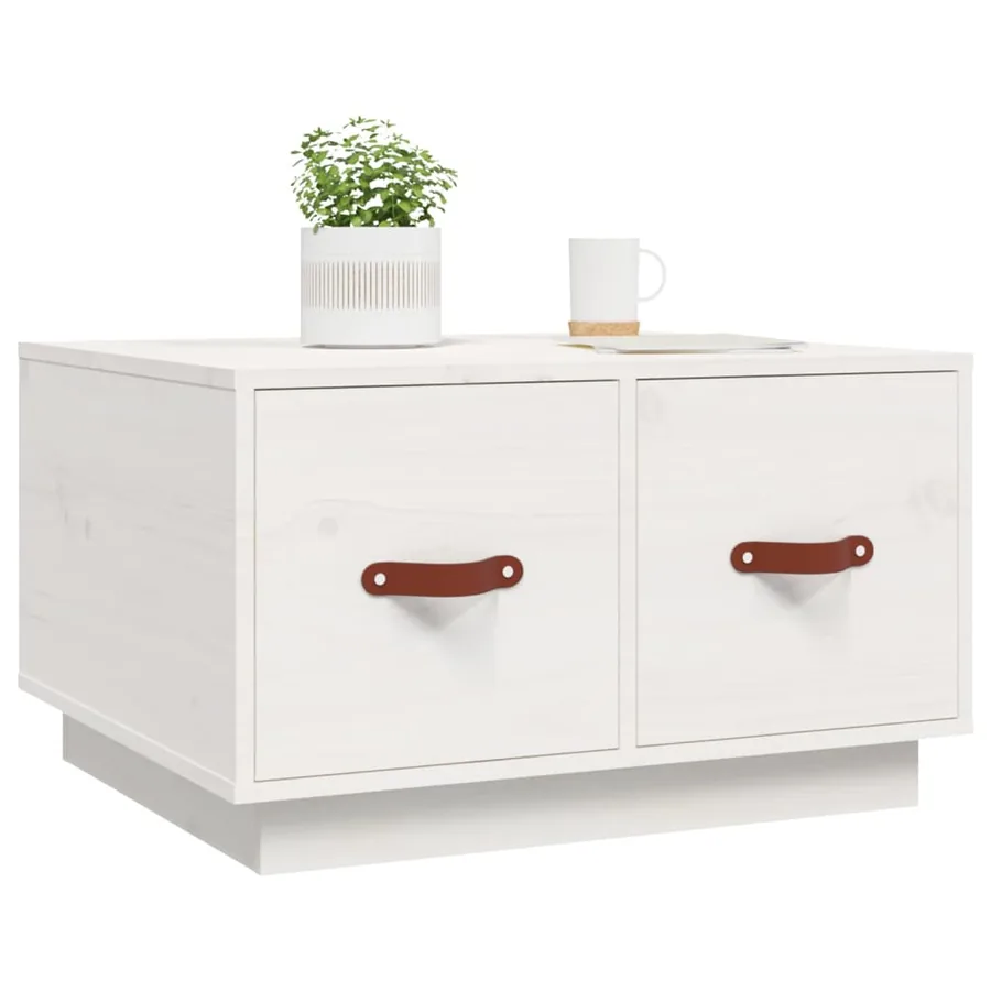 Table basse Blanc 60x53x35 cm Bois massif de pin - 4