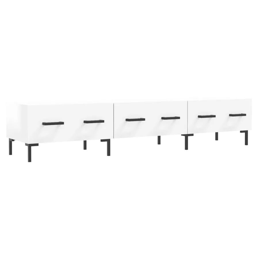 Meuble TV blanc brillant 150x36x30 cm bois d'ingénierie - 2