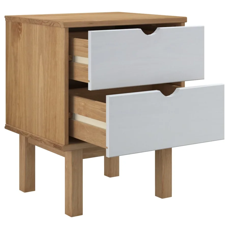 Table de chevet OTTA marron et blanc 45x39x57cm bois pin massif - 4