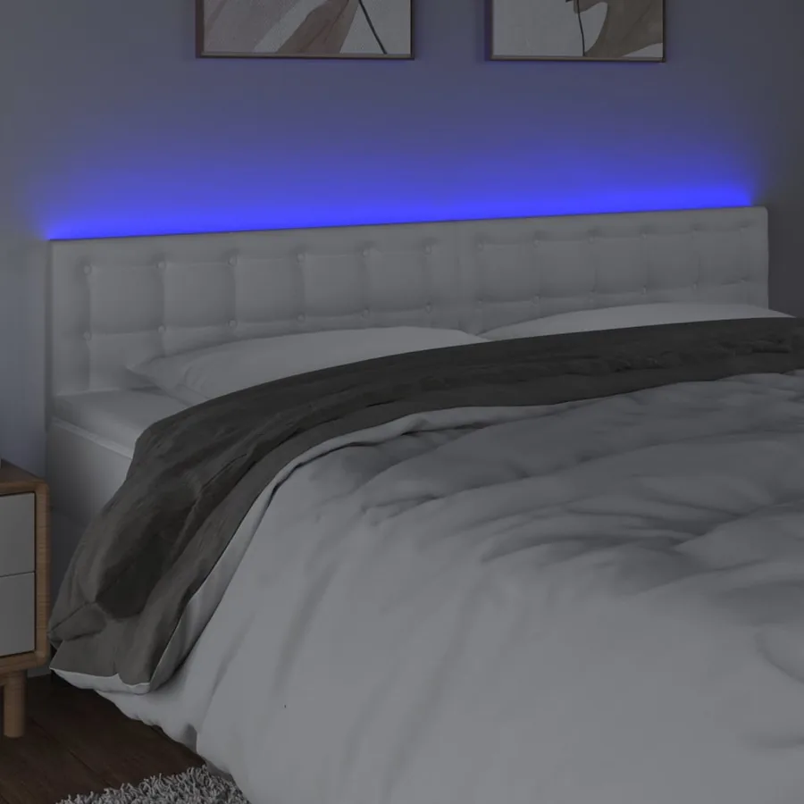 Tête de lit à LED Blanc 200x5x78/88 cm Similicuir - 3