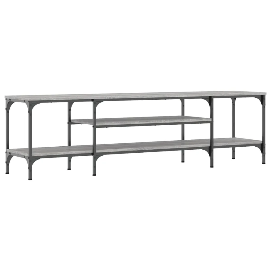 Meuble TV sonoma gris 161x35x45 cm bois d'ingénierie et fer - 2