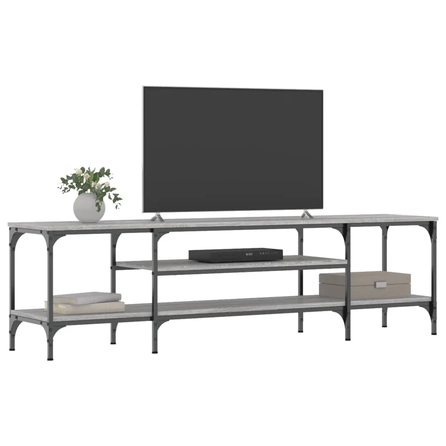 Meuble TV sonoma gris 161x35x45 cm bois d'ingénierie et fer - 3