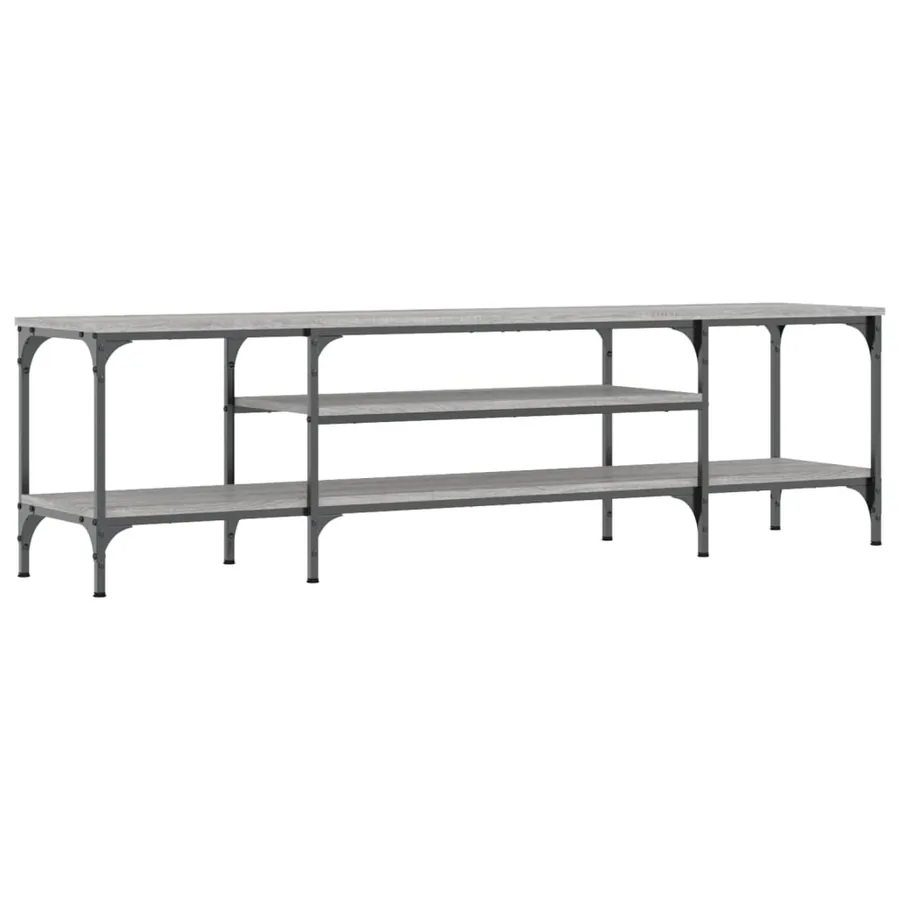 Meuble TV sonoma gris 161x35x45 cm bois d'ingénierie et fer - 6