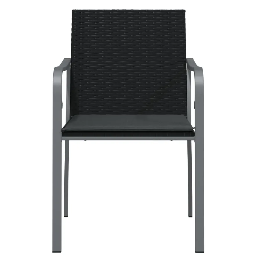 Chaises de jardin avec coussins lot de 4 noir 56x59x84 cm rotin - 4
