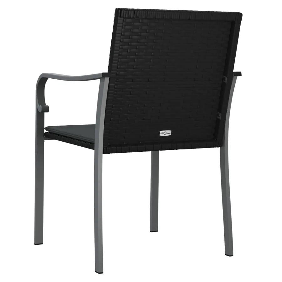 Chaises de jardin avec coussins lot de 4 noir 56x59x84 cm rotin - 6