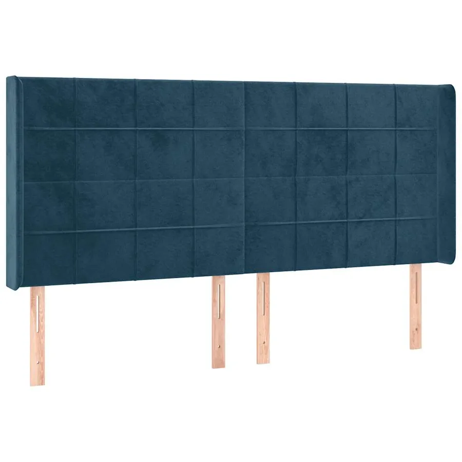 Tête de lit avec oreilles Bleu foncé 183x16x118/128 cm Velours - 2