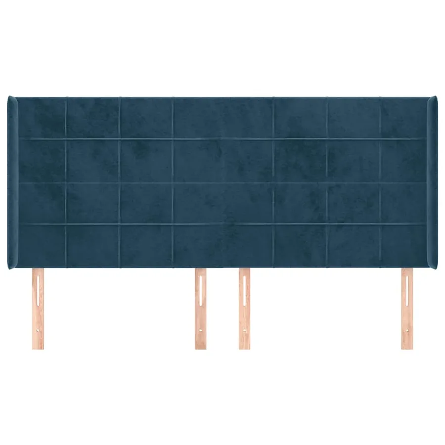 Tête de lit avec oreilles Bleu foncé 183x16x118/128 cm Velours - 3