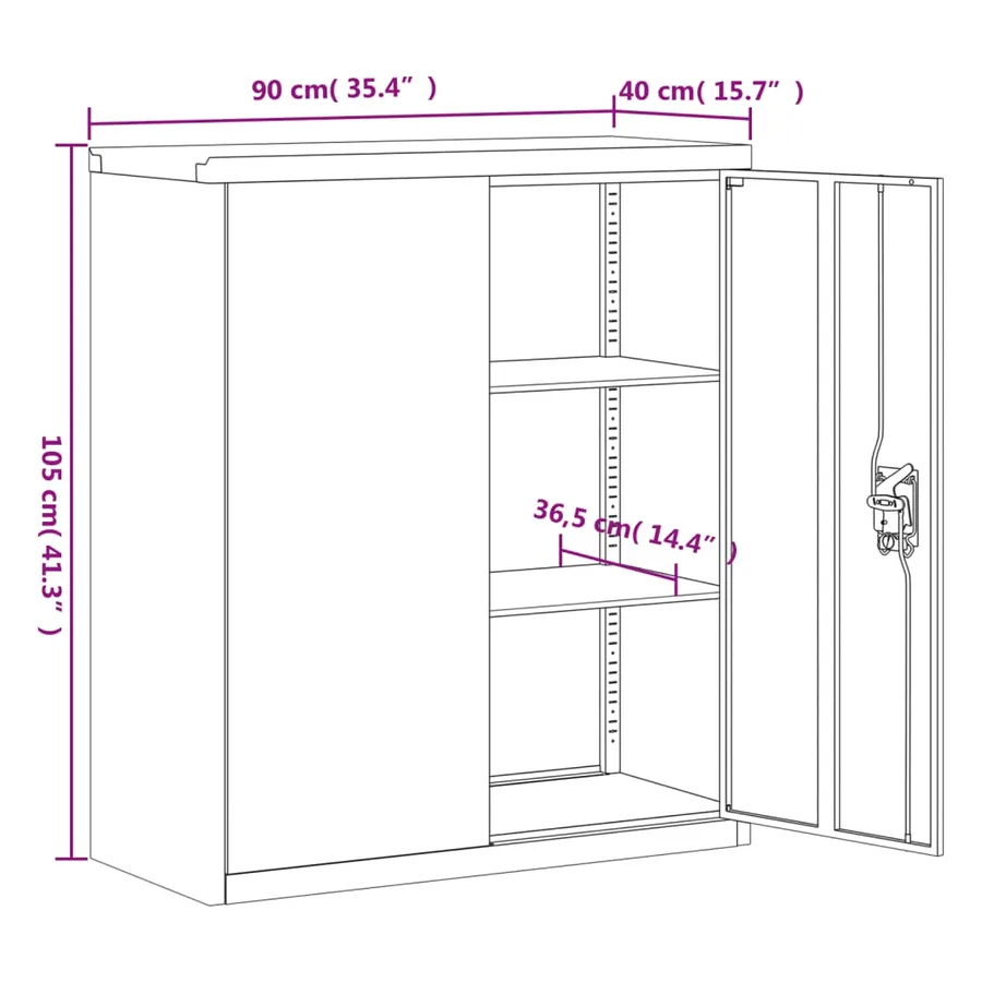 Classeur anthracite 90x40x105 cm acier - 10