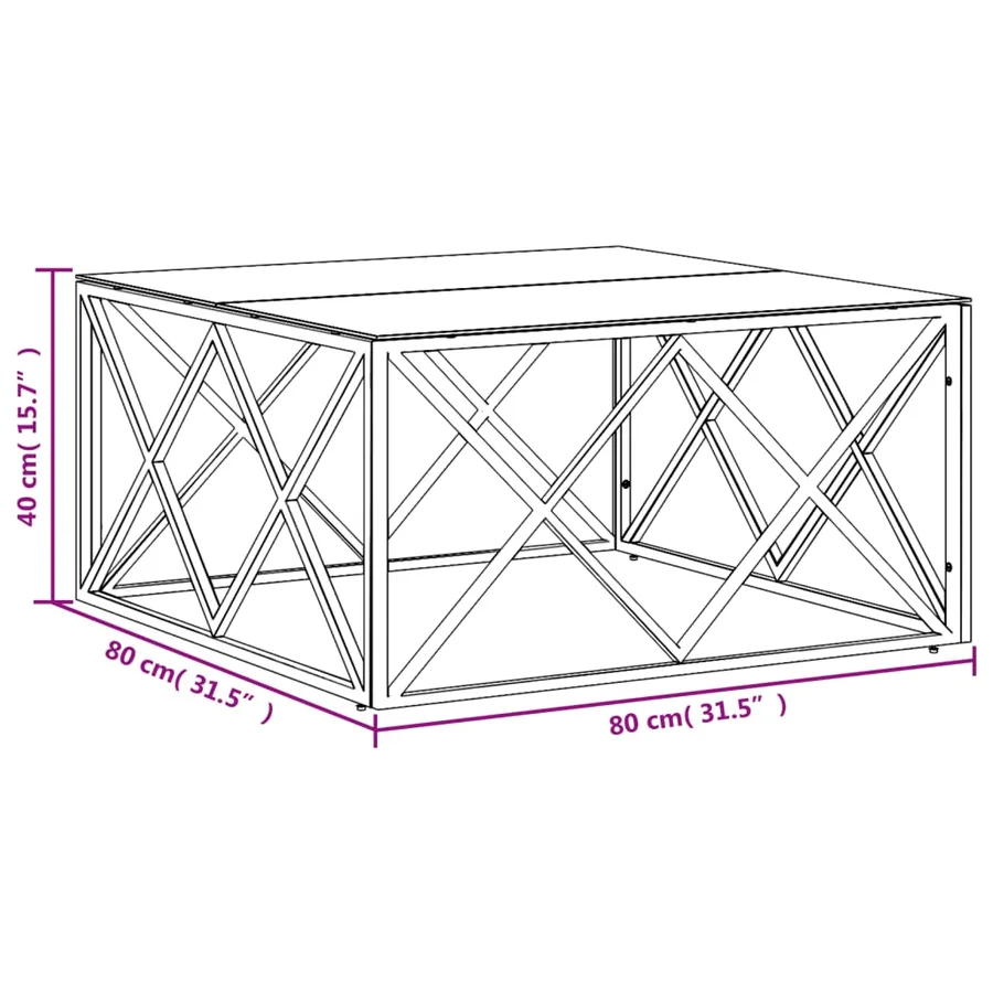 Table basse argenté 80x80x40 cm acier inoxydable et verre - 6