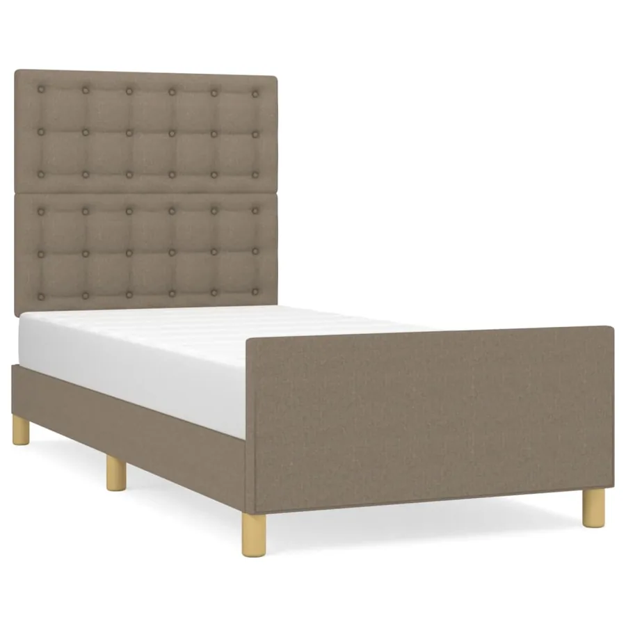 Cadre de lit sans matelas taupe 90x200 cm tissu - 2