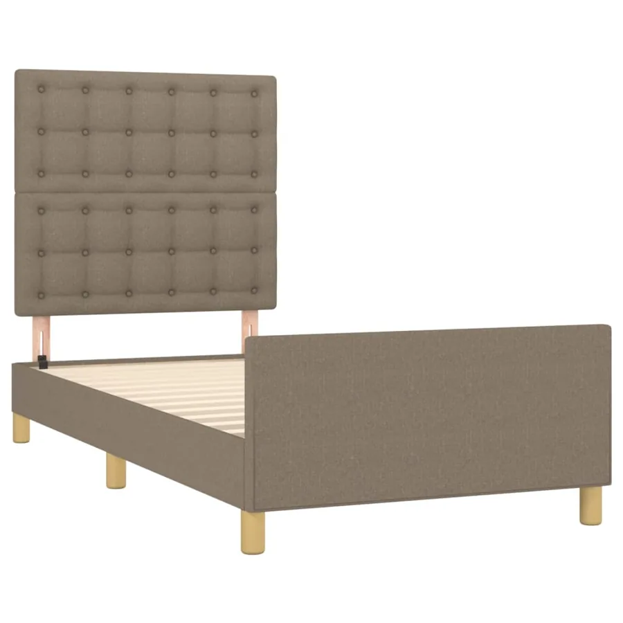 Cadre de lit sans matelas taupe 90x200 cm tissu - 4
