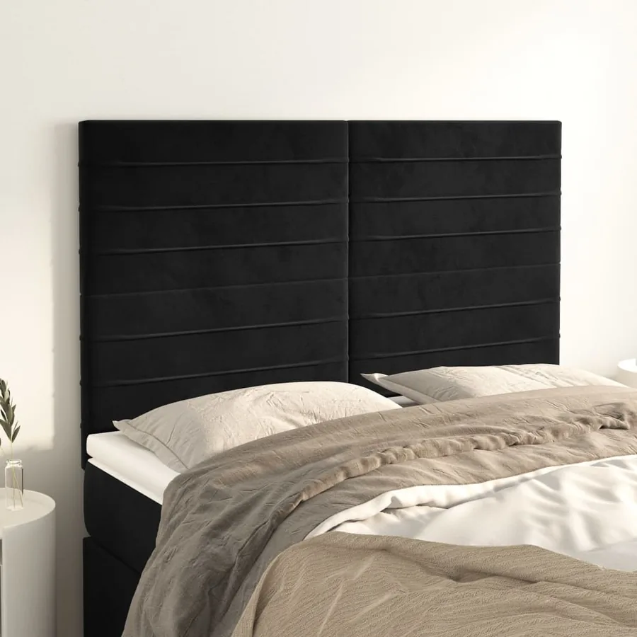 Tête de lit Noir 144x5x118/128 cm Velours