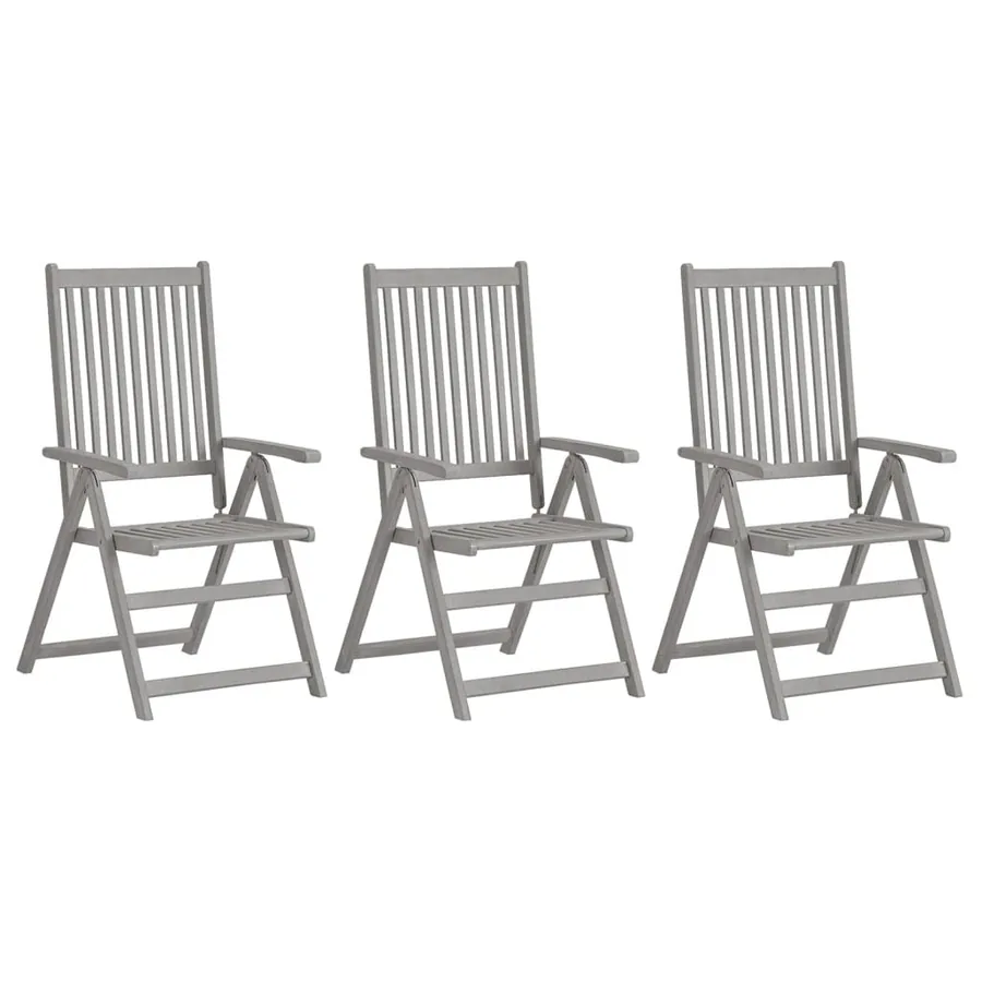 Chaises inclinables de jardin lot de 3 et coussins Bois acacia - 2