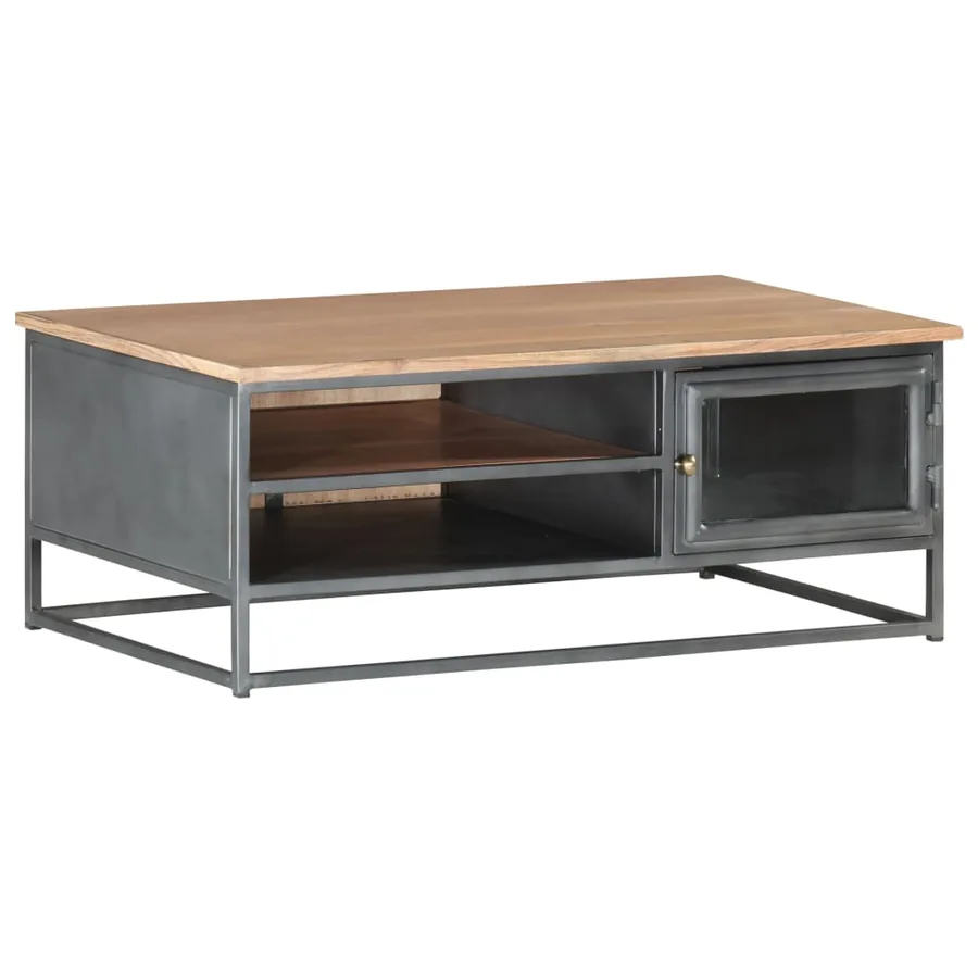 Table basse Gris 90x50x35 cm Bois d'acacia massif - 11