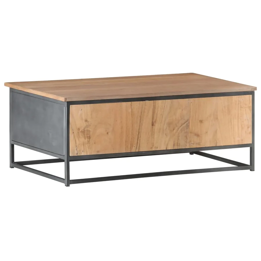 Table basse Gris 90x50x35 cm Bois d'acacia massif - 4