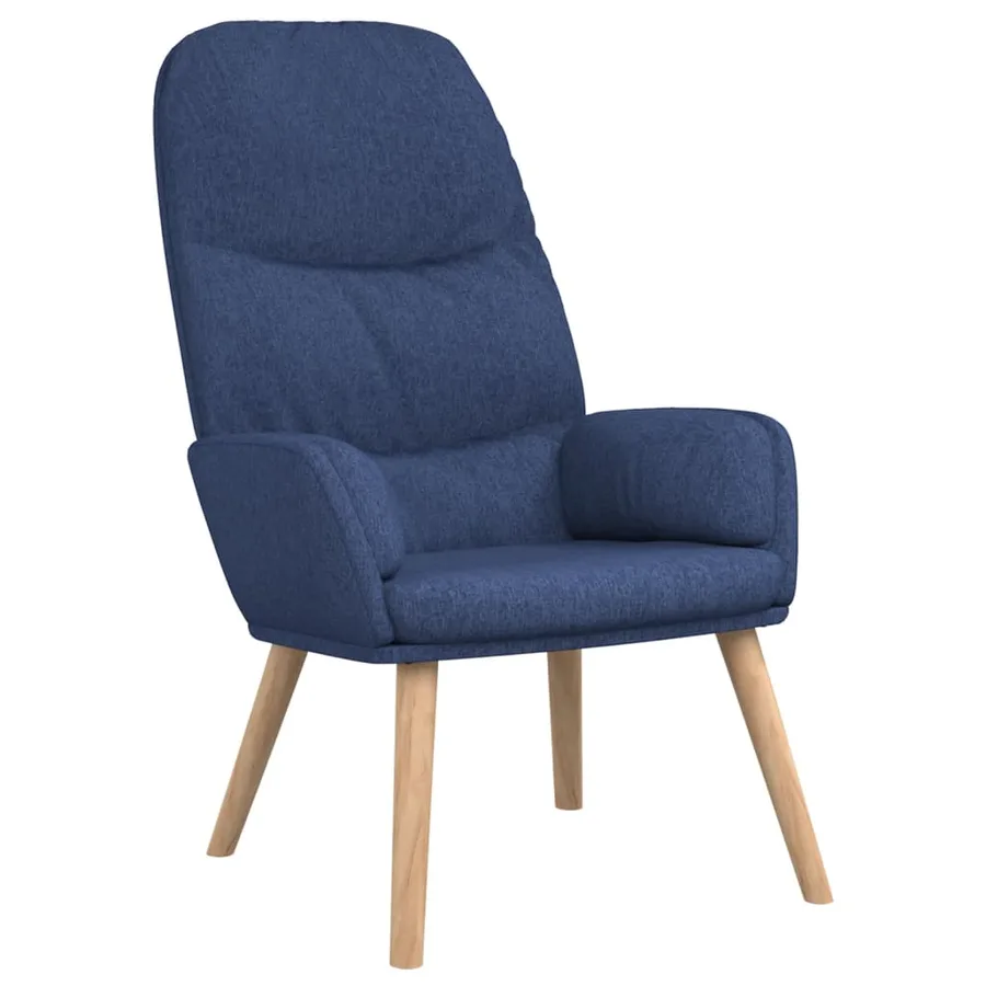 Chaise de relaxation avec tabouret Bleu Tissu - 6