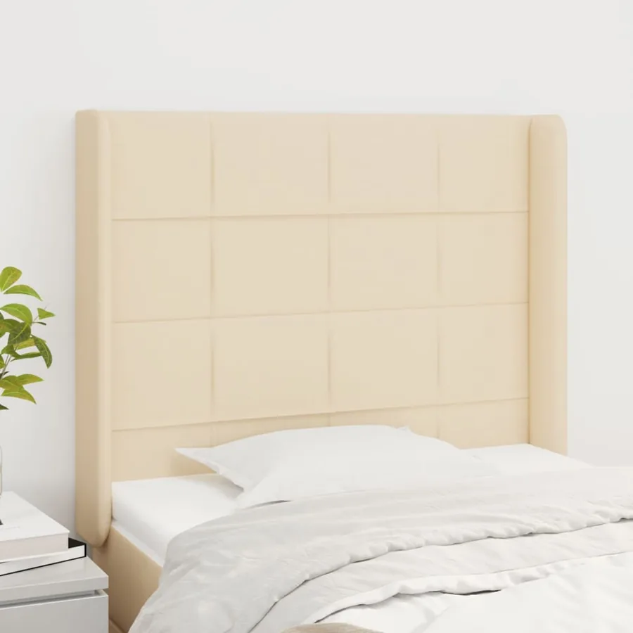 Tête de lit avec oreilles Crème 103x16x118/128 cm Tissu