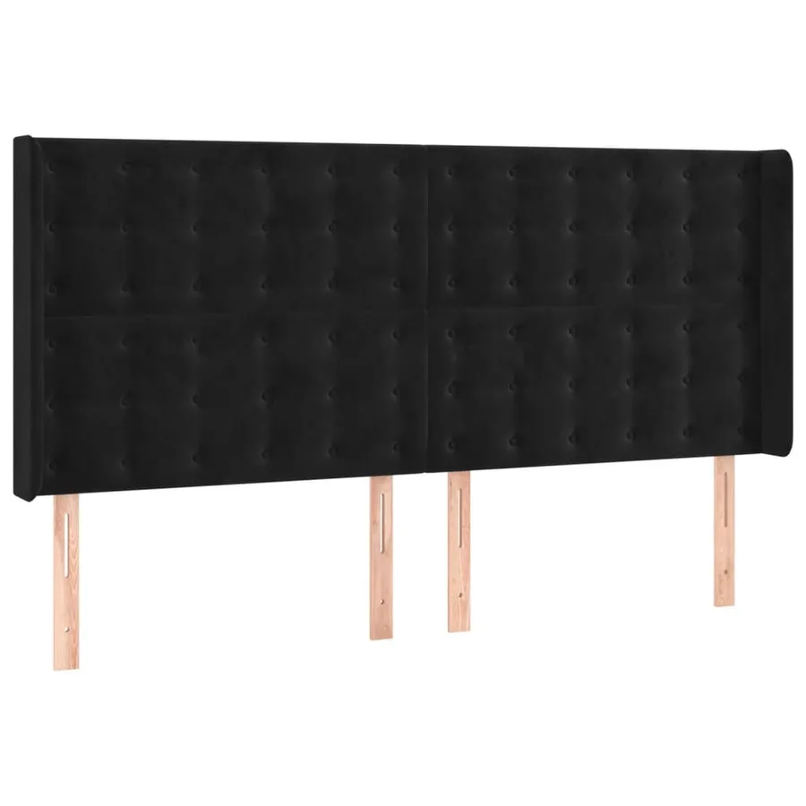 Tête de lit à LED Noir 183x16x118/128 cm Velours - 3