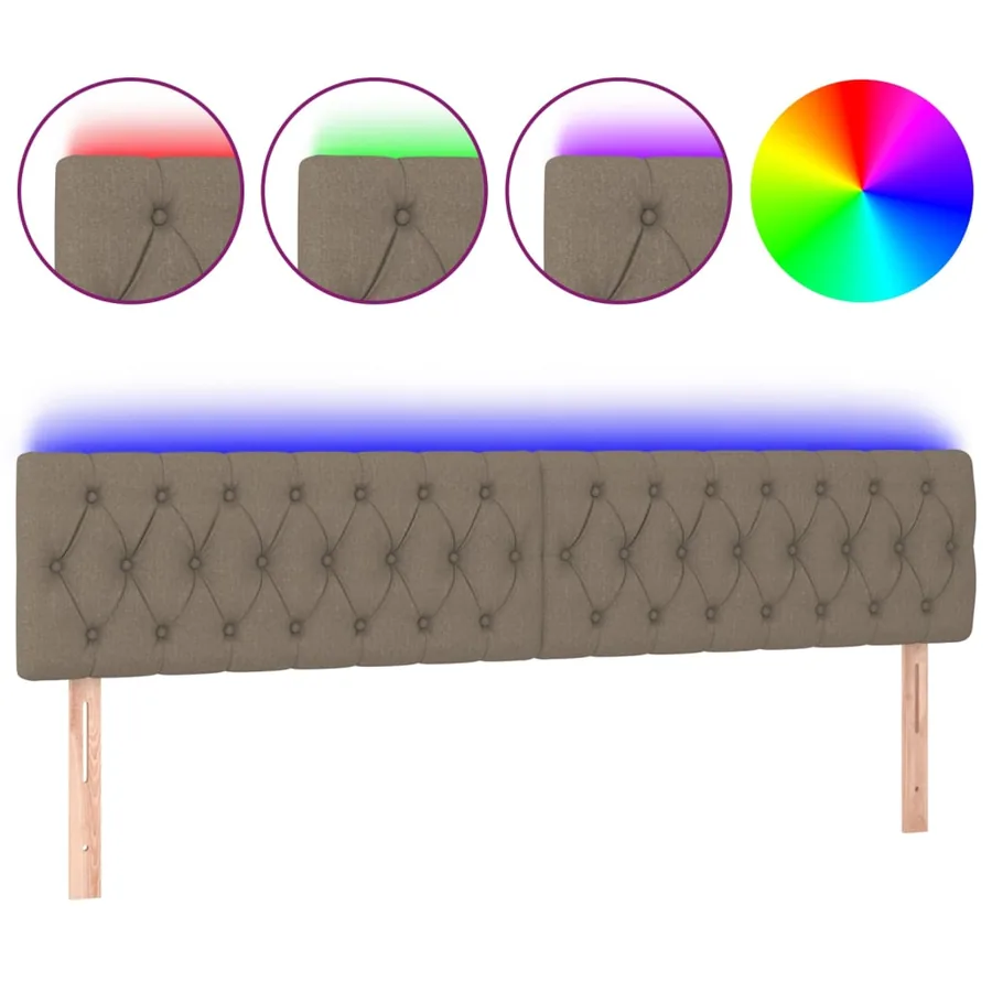 Tête de lit à LED Taupe 200x7x78/88 cm Tissu - 2