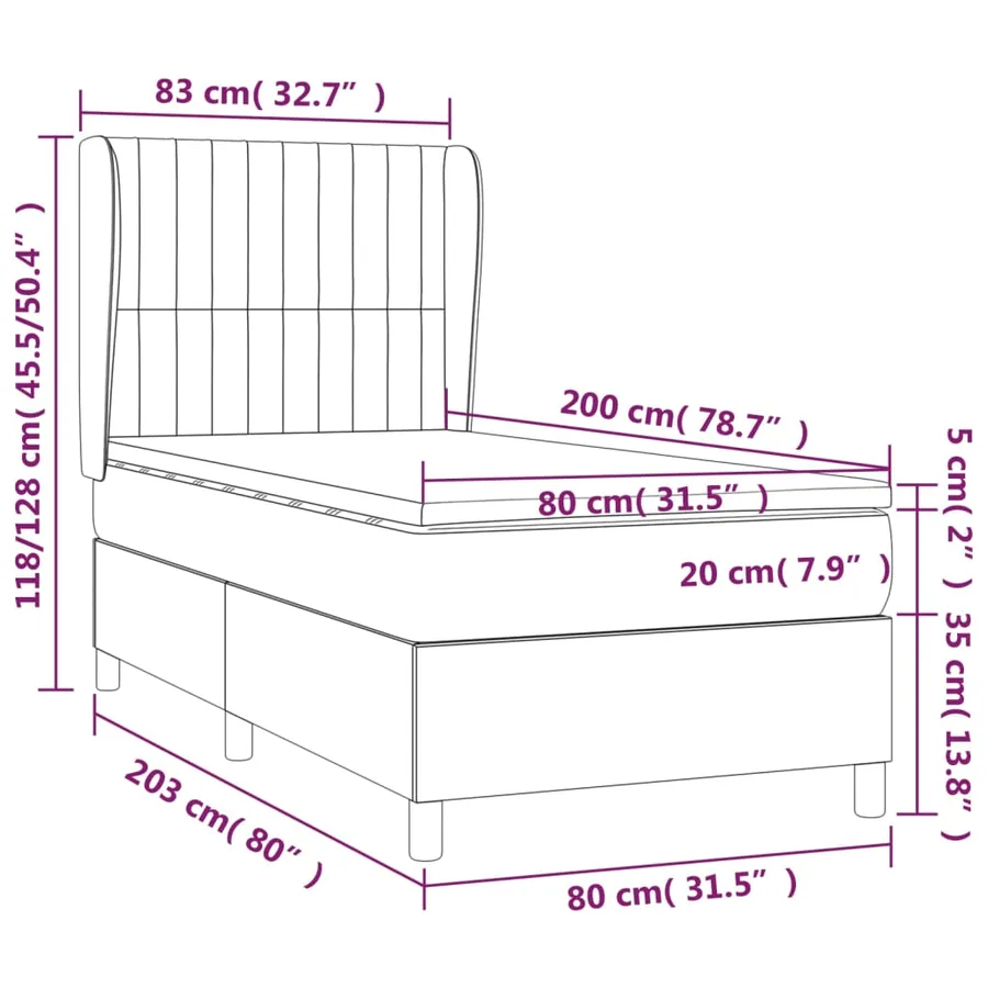 Sommier à lattes de lit avec matelas Gris foncé 80x200 cm Tissu - 7