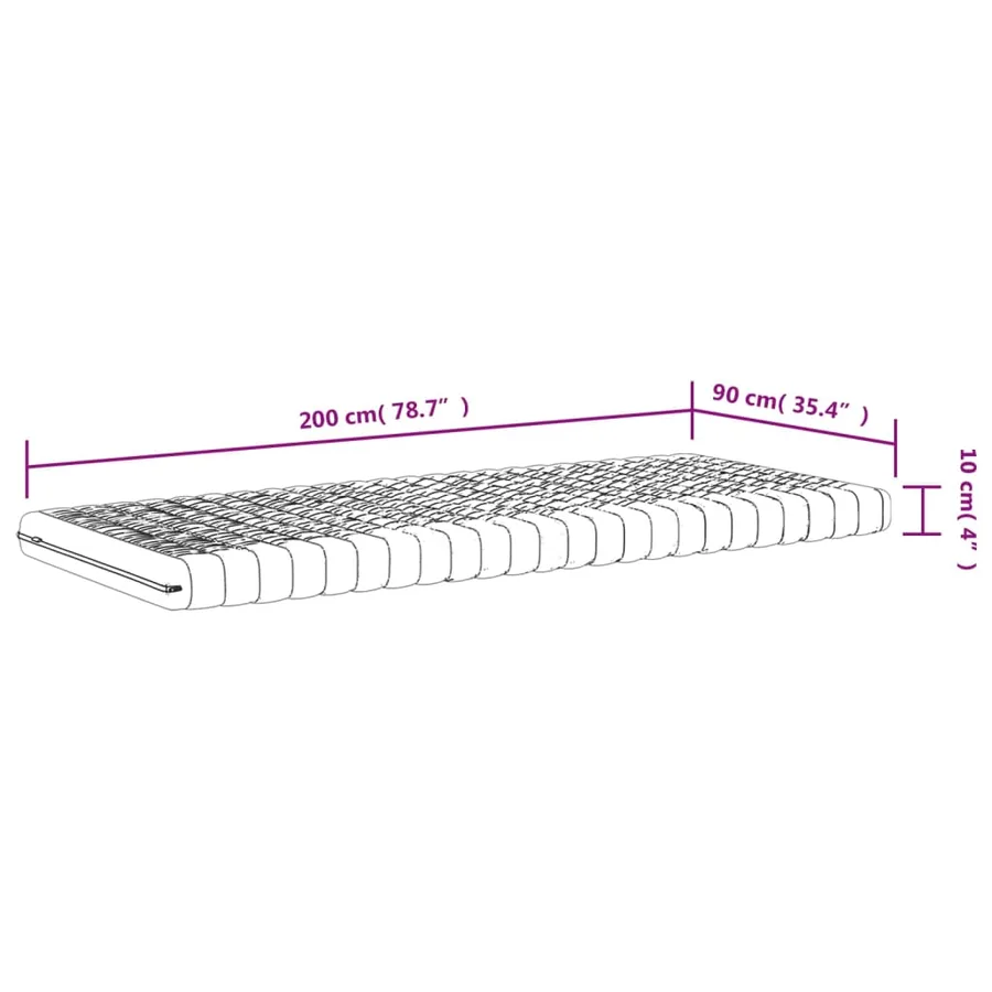 Matelas en mousse blanc 90x200 cm 7 zones dureté 20 ILD - 9