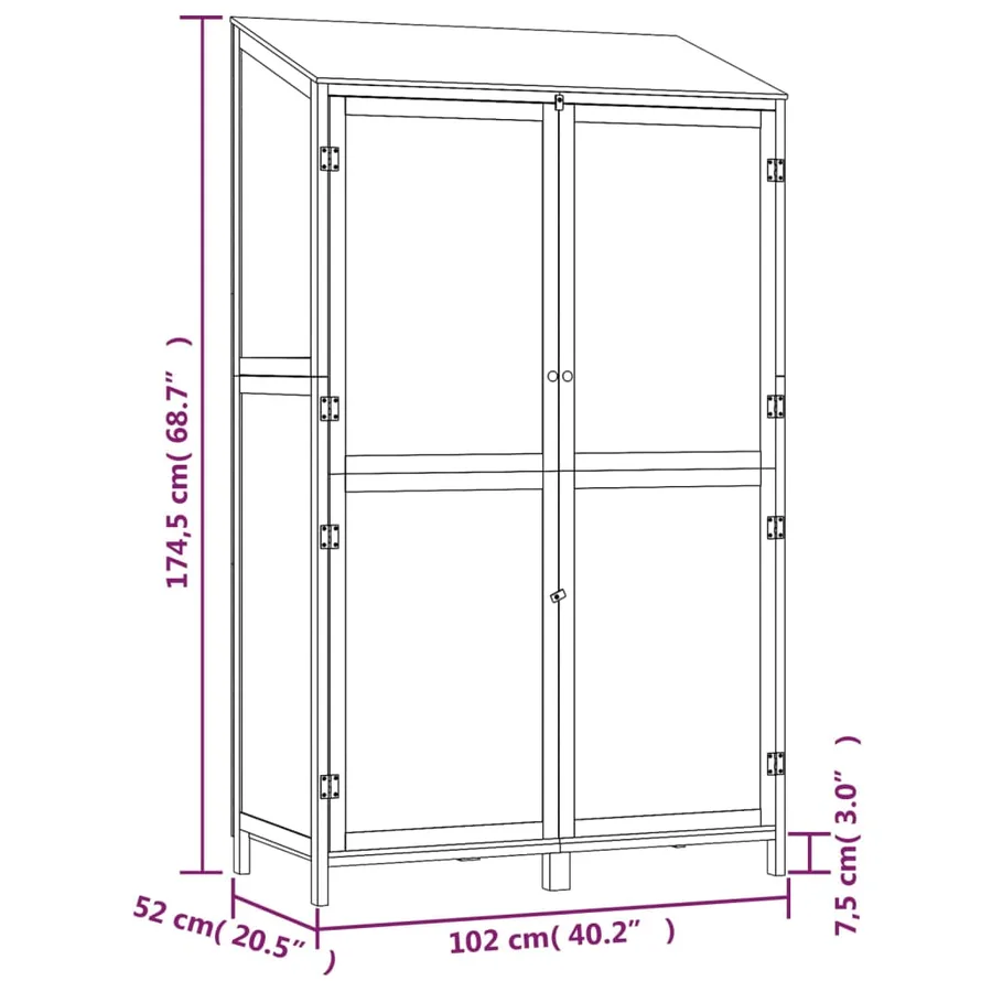 Remise de jardin Marron 102x52x174,5 cm Bois de sapin solide - 8