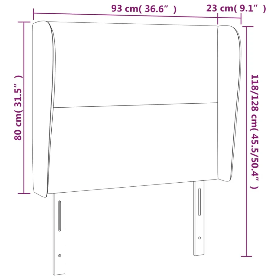 Tête de lit avec oreilles Noir 93x23x118/128 cm Tissu - 9