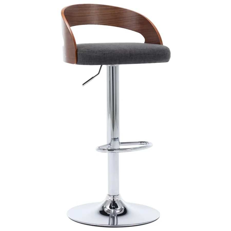 Tabourets de bar lot de 2 gris foncé tissu et bois courbé - 3