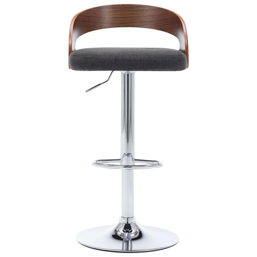 Tabourets de bar lot de 2 gris foncé tissu et bois courbé - 4