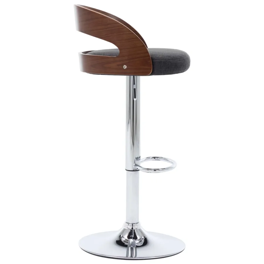 Tabourets de bar lot de 2 gris foncé tissu et bois courbé - 5