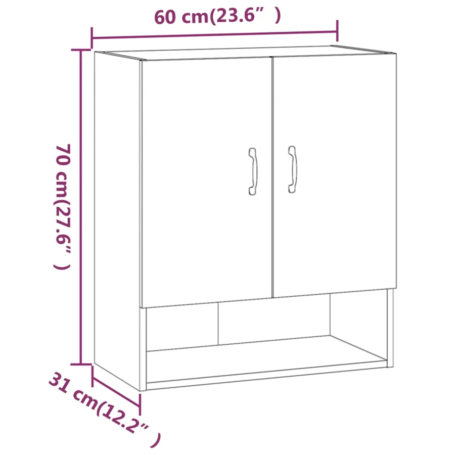 Armoire murale Chêne sonoma 60x31x70 cm Bois d'ingénierie - 9