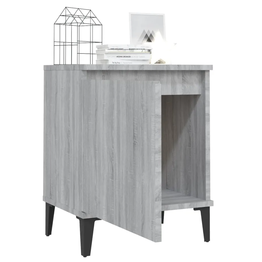 Table de chevet avec pieds en métal Sonoma gris 40x30x50 cm - 6