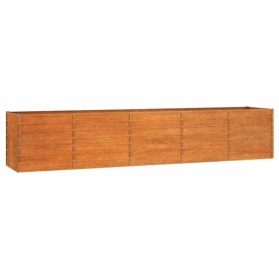 Lit surélevé de jardin rouillé 400x80x77 cm acier corten - 2