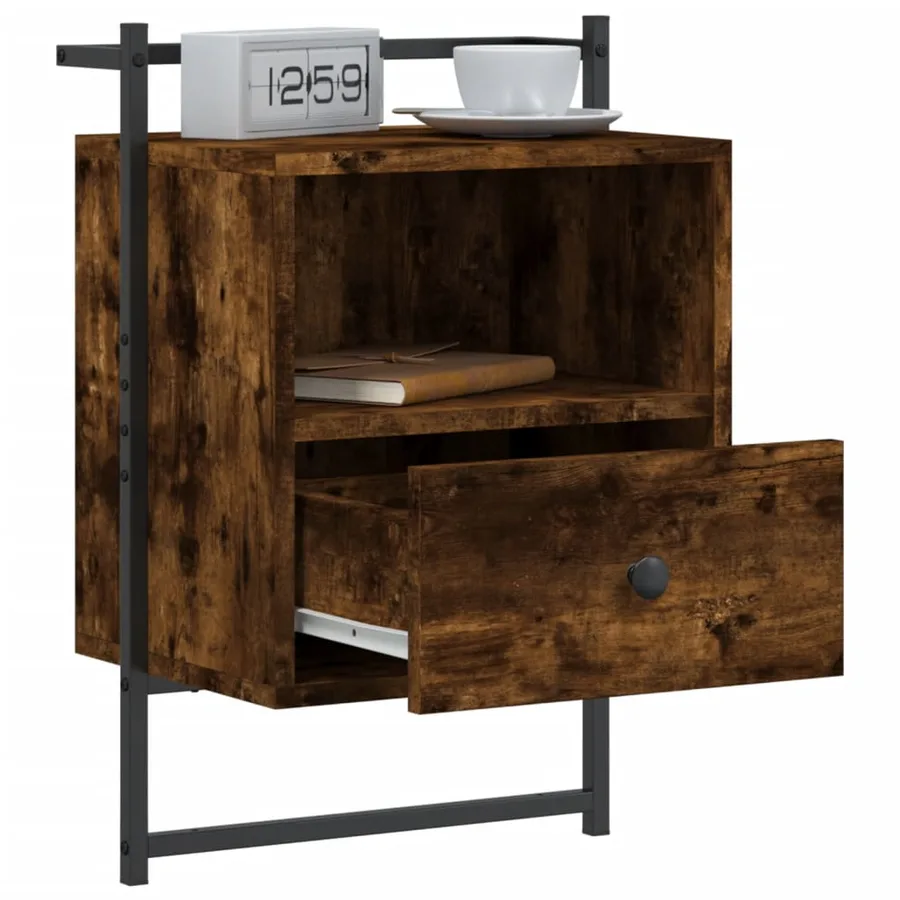 Table de chevet murale 2 pcs chêne fumé 40x30x61 cm - 4