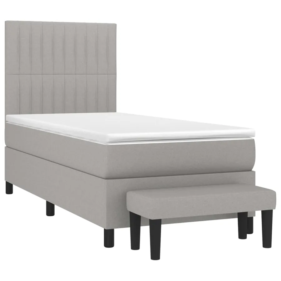 Sommier à lattes de lit avec matelas Gris clair 100x200cm Tissu - 3