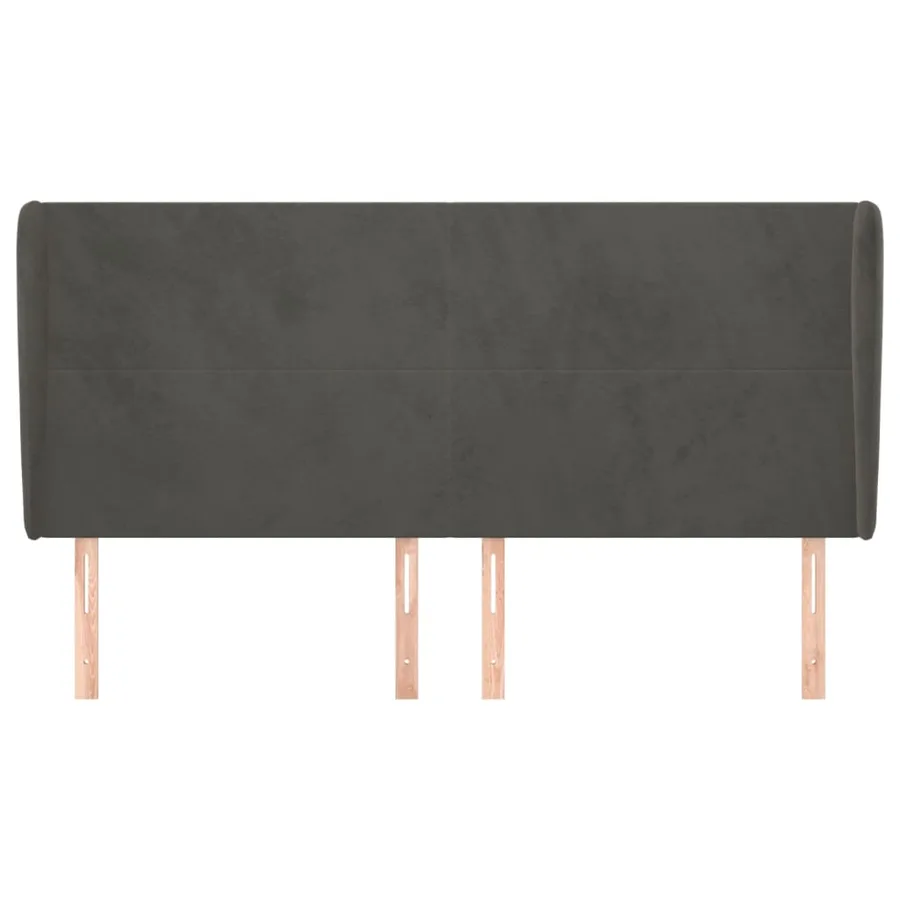 Tête de lit avec oreilles Gris foncé 163x23x118/128 cm Velours - 3
