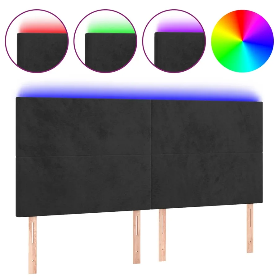 Tête de lit à LED Noir 160x5x118/128 cm Velours - 2