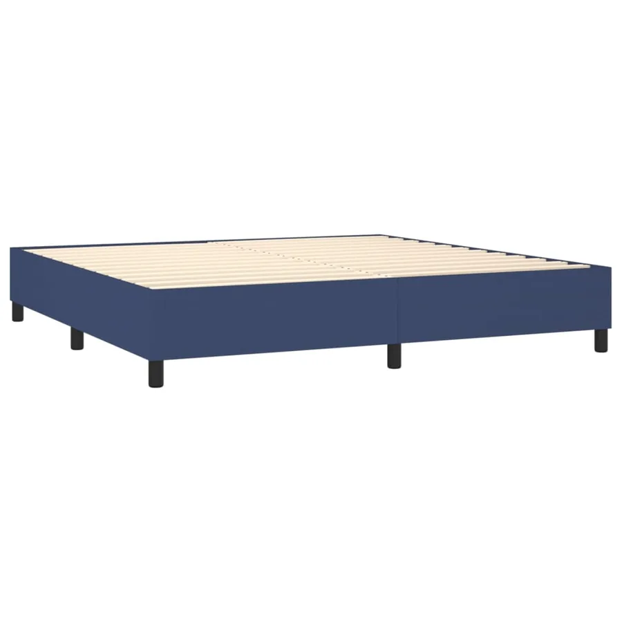 Sommier à lattes de lit avec matelas Bleu 200x200 cm Tissu - 5