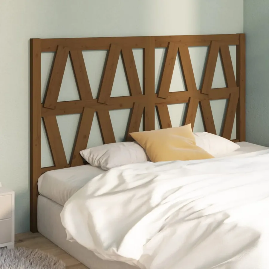 Tête de lit Marron miel 126x4x100 cm Bois massif de pin - 4