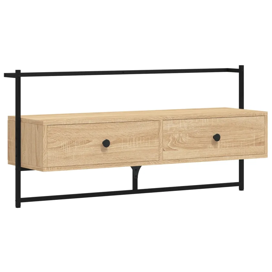 Meuble TV mural chêne sonoma 100,5x30x51 cm bois d'ingénierie - 2