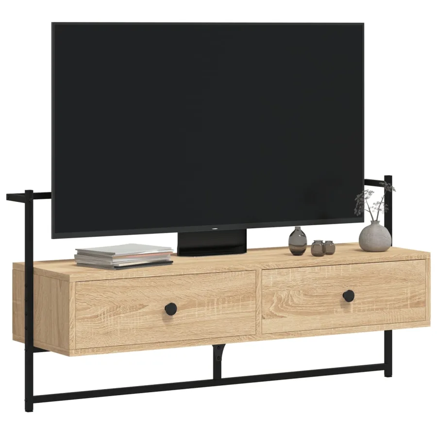 Meuble TV mural chêne sonoma 100,5x30x51 cm bois d'ingénierie - 4