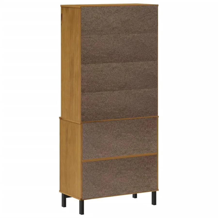 Buffet haut et portes en verre FLAM 80x40x180cm bois massif pin - 7