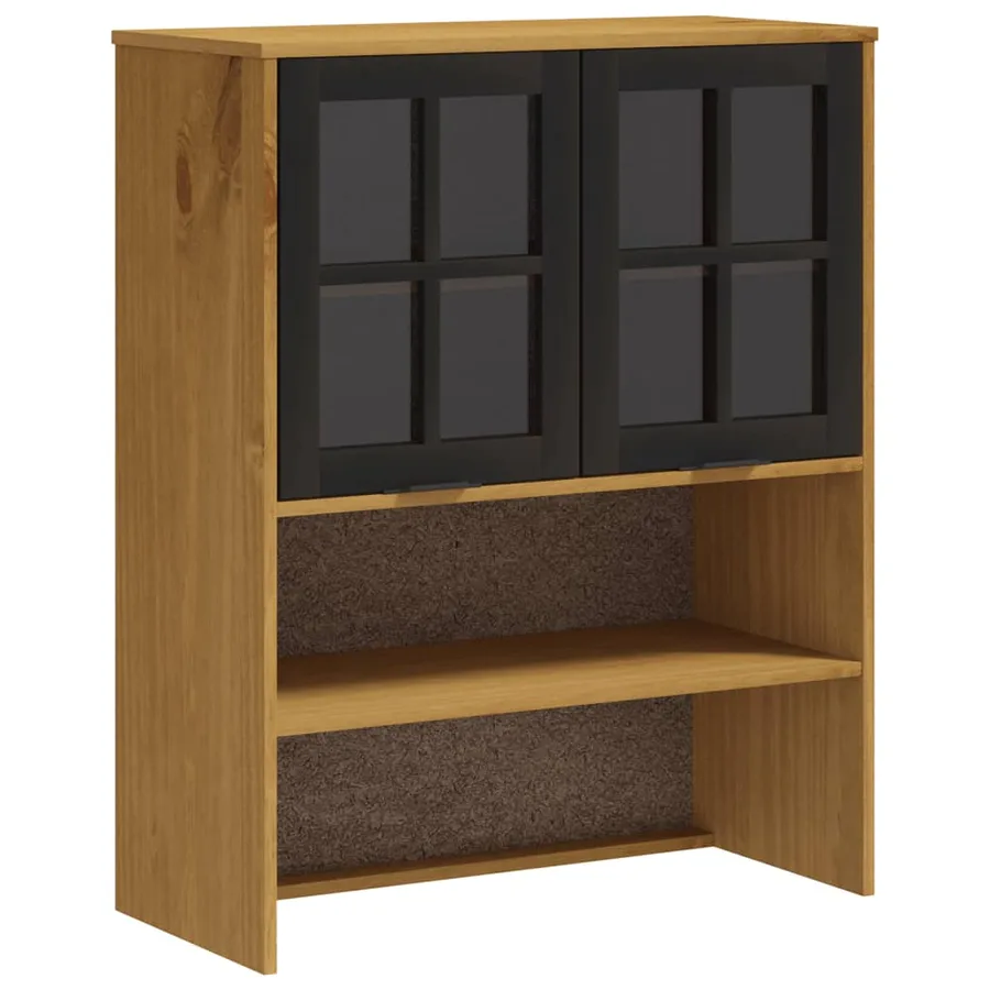 Buffet haut et portes en verre FLAM 80x40x180cm bois massif pin - 8